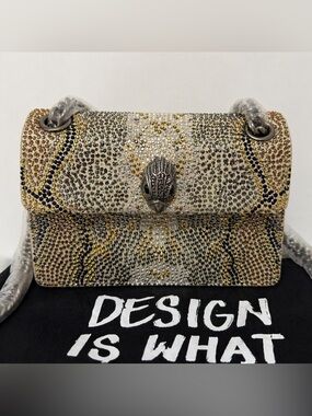 Kurt Geiger Kensington Crystal Snake Eagle Head Bag Gold Studded NWOT
